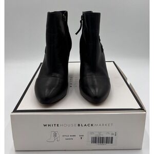 White House Black Market Ankle Boots Womens Sz 7 M Kaydyn Leather Suede Black